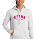 Moletom UFRRJ COM CURSO (costas) Unissex Branco Bordado Rosa