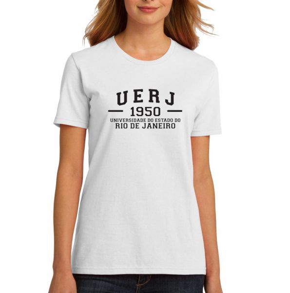 Camisa Universitária UERJ Baby Look Branca