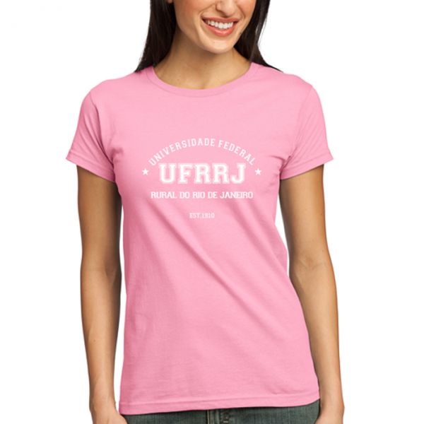 Camisa Universitária UFRRJ Baby Look Rosa
