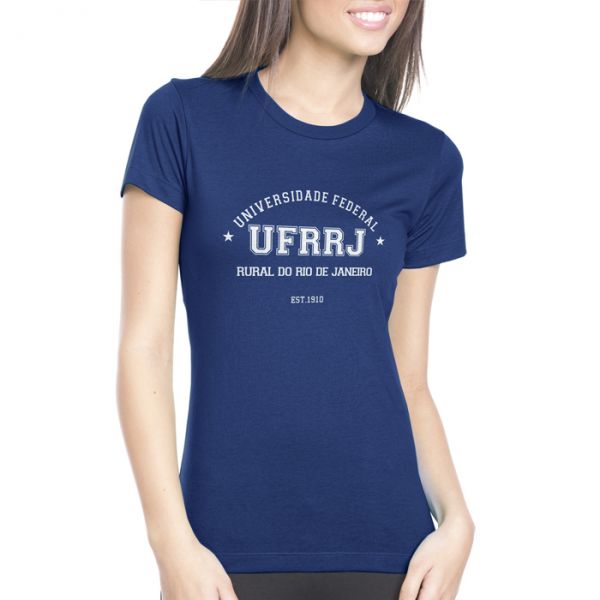 Camisa Universitária UFRRJ Baby Look Azul Marinho