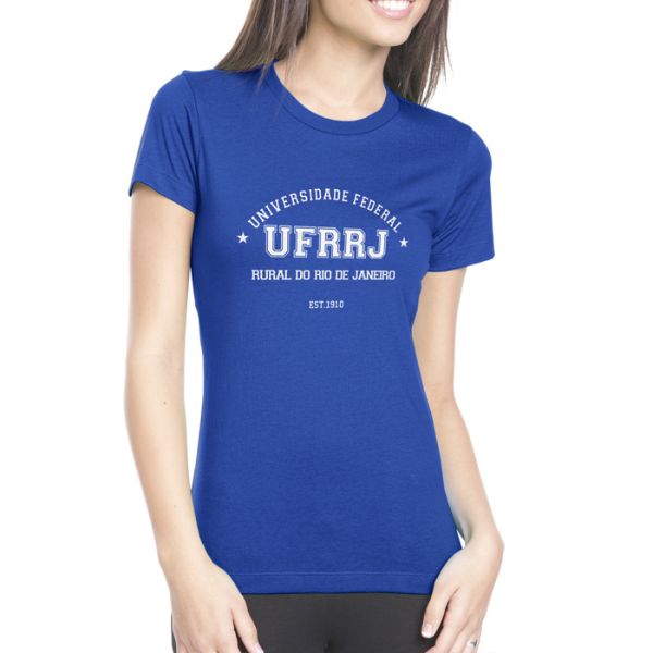 Camisa Universitária UFRRJ Baby Look Azul Royal